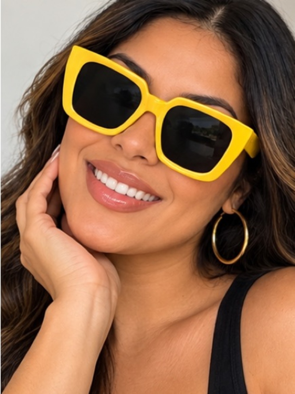 Yellow Rectangular Sunglasses - Picture 3 of 3